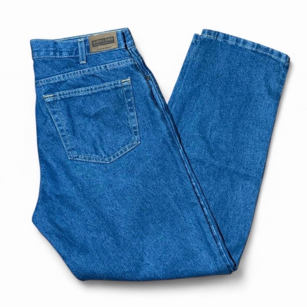 Vintage 90s Kirkland Blue Wash Utility Uniform Straight Denim Work Jeans 33x30